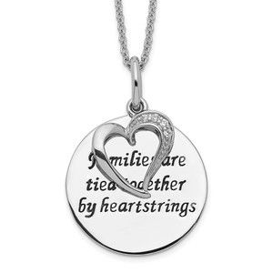 925 Sterling Silver Antiqued CZ Families Are Tied Together 18in Heart Necklace